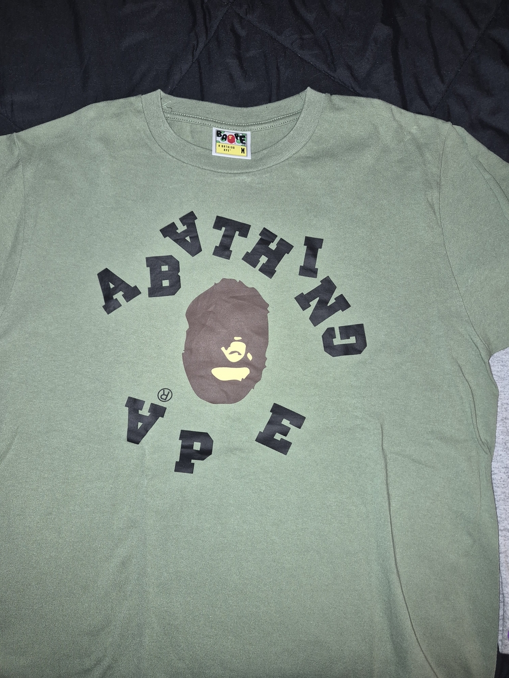 A Bathing Ape BAPE College Olive Green Graphic Tee